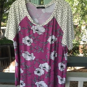 CUTE pink/white/black/grey floral SOFT tee 🌼💗